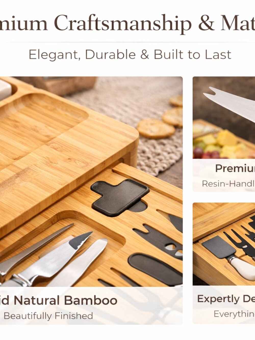 Charcuterie Bamboo Cheese Board Set - Bonus Bottle opener - NWT - Picture 12 of 13